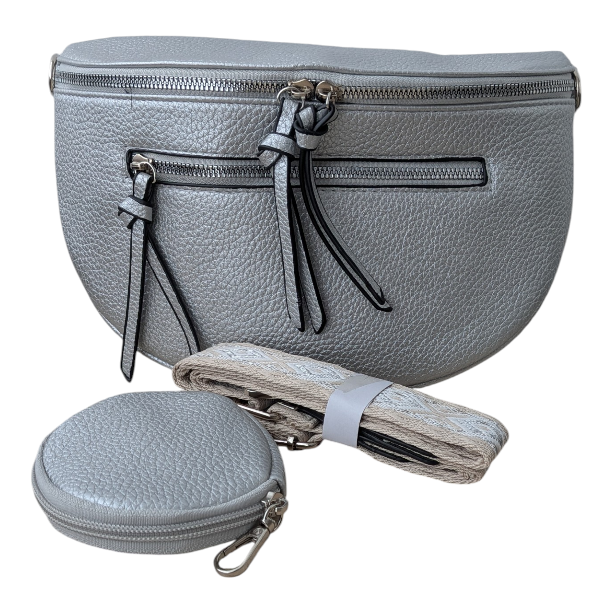 Sac Banane En Simili Cuir Argenté