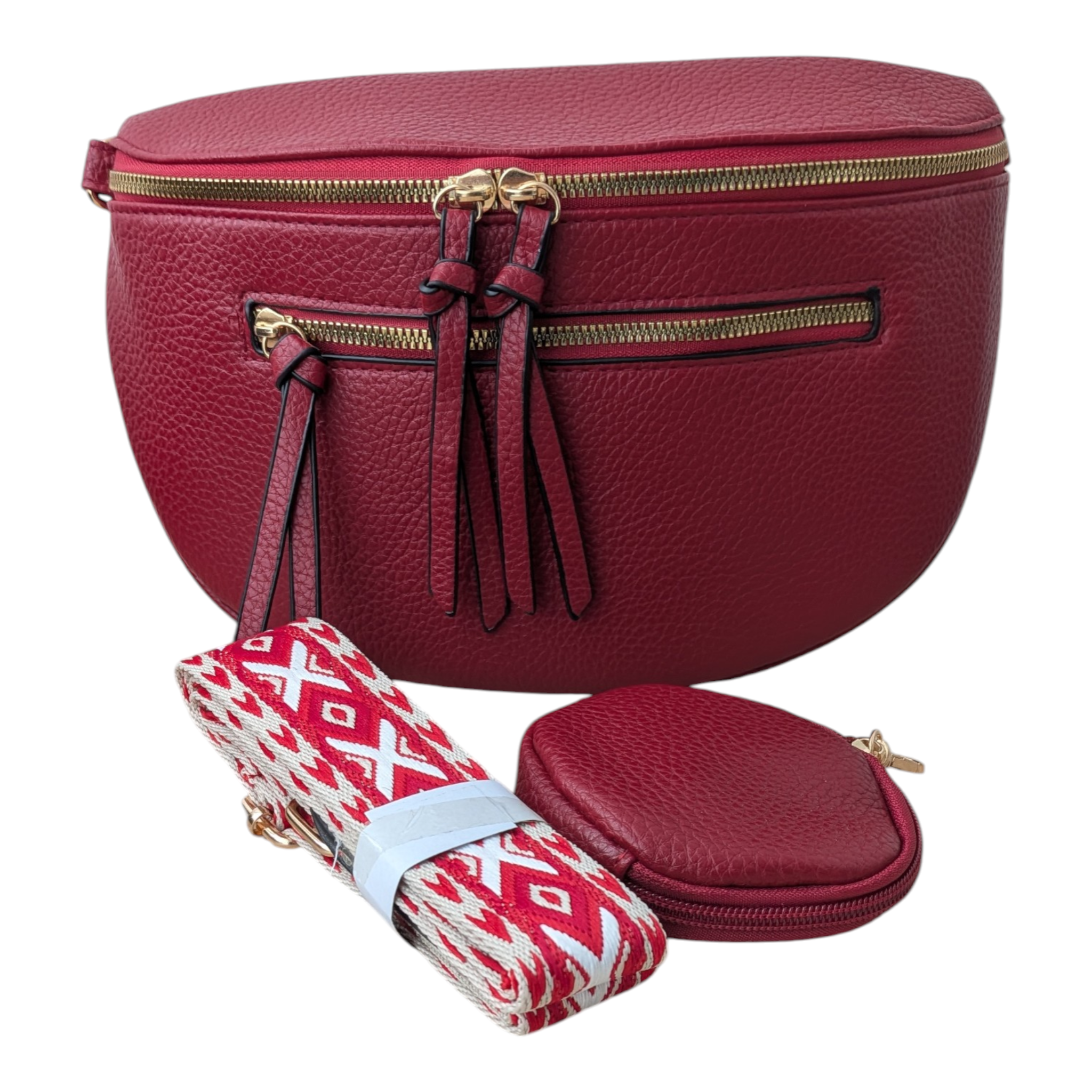 Sac Banane En Simili Cuir Bordeaux